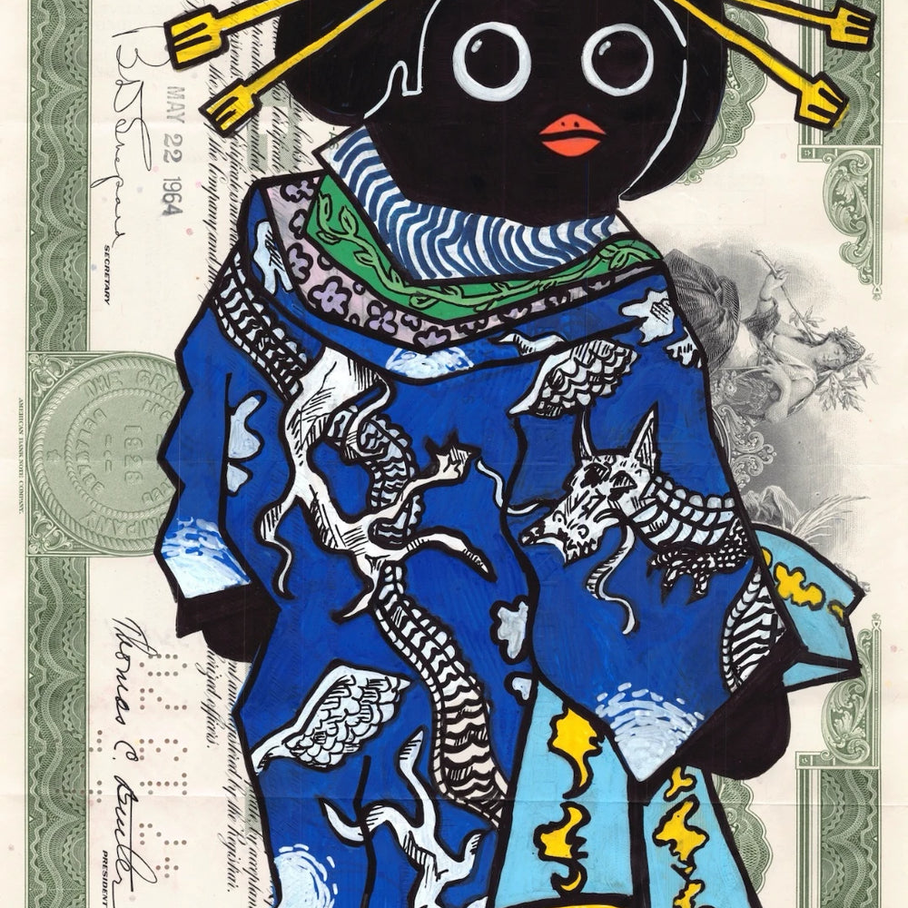 Courtesan wearing uchikake with dragon design Penguino