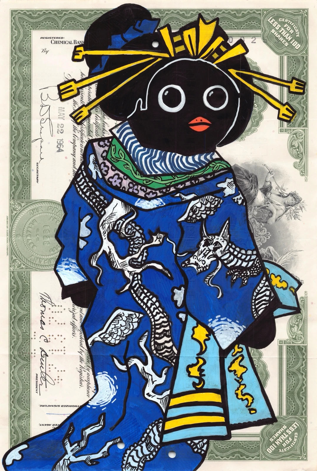Courtesan wearing uchikake with dragon design Penguino
