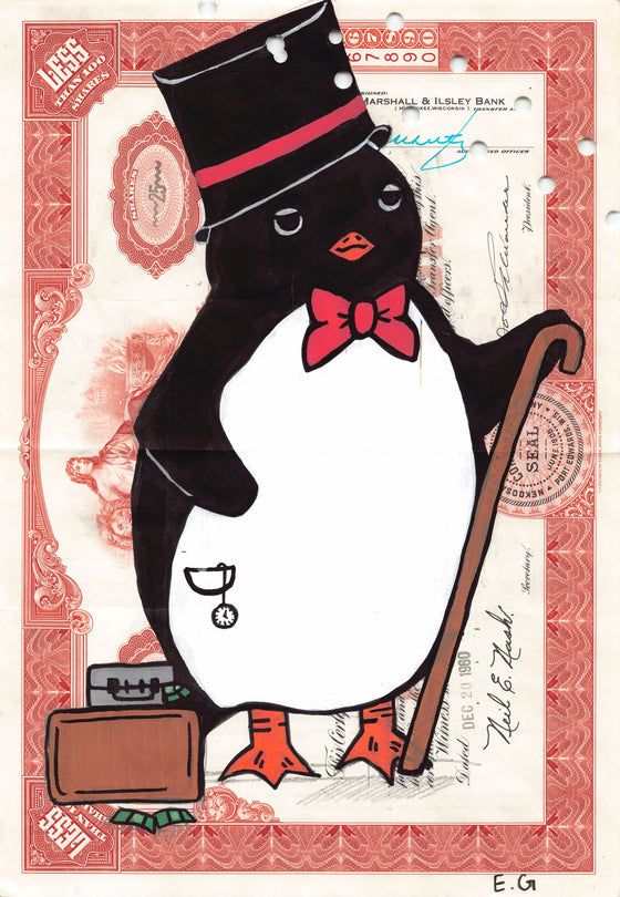 Banker Penguino by Eva Goubin by Eva Goubin - Signature Fine Art